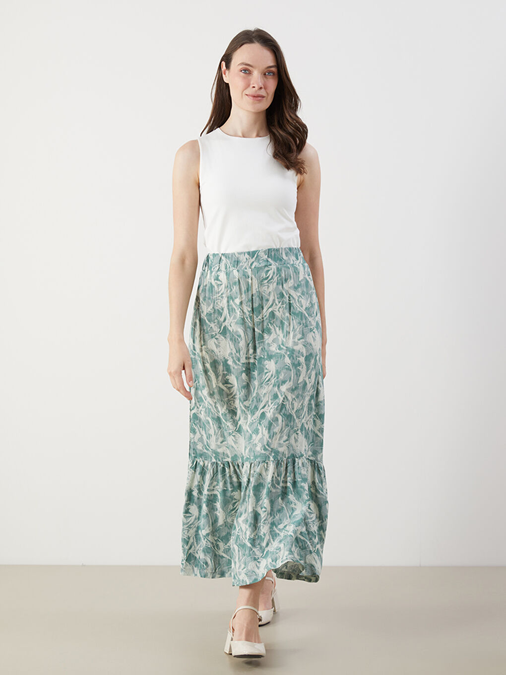 Elasticated Waist Patterned A-Line Skirt -S5K171Z8-LRL