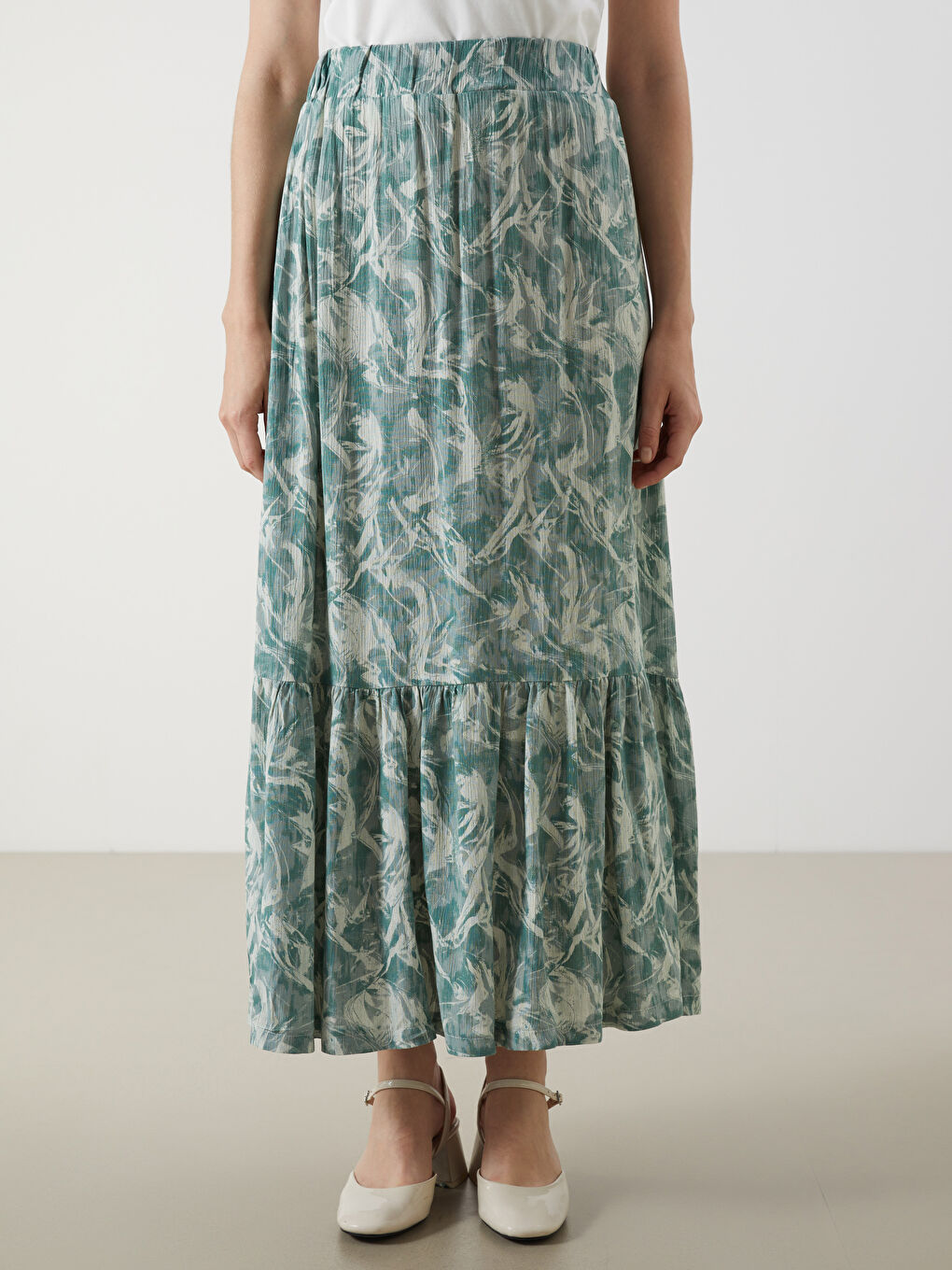 Elasticated Waist Patterned A-Line Skirt -S5K171Z8-LRL