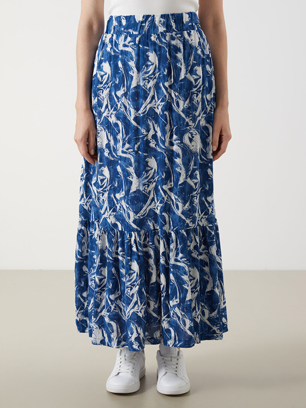 Elasticated Waist Patterned A-Line Skirt -S5K171Z8-LSJ