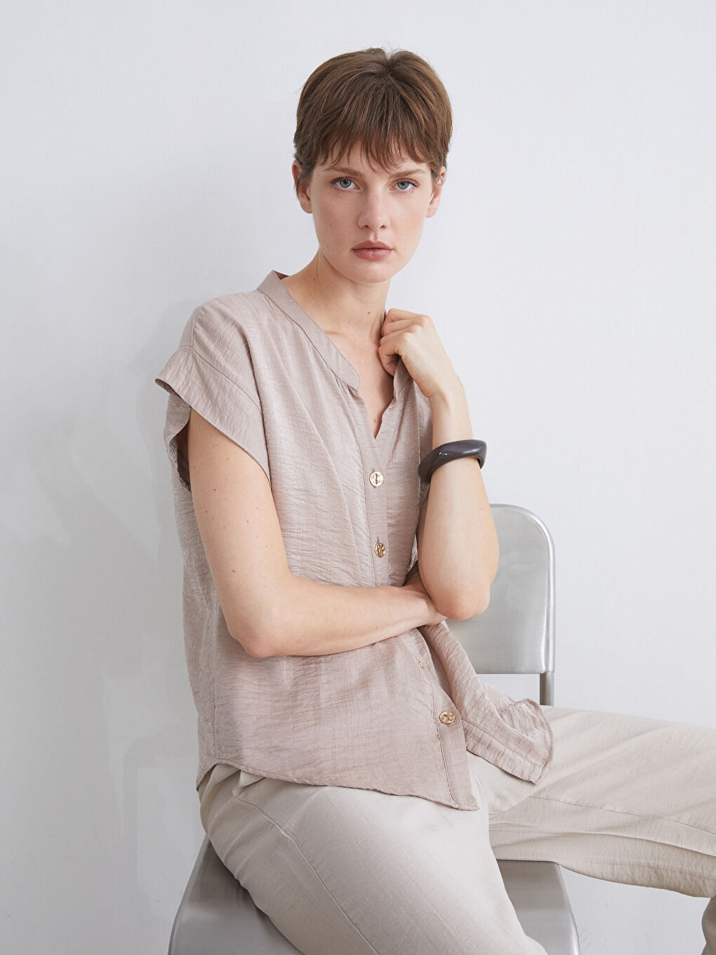 Notch Neck Women's Shirt-1