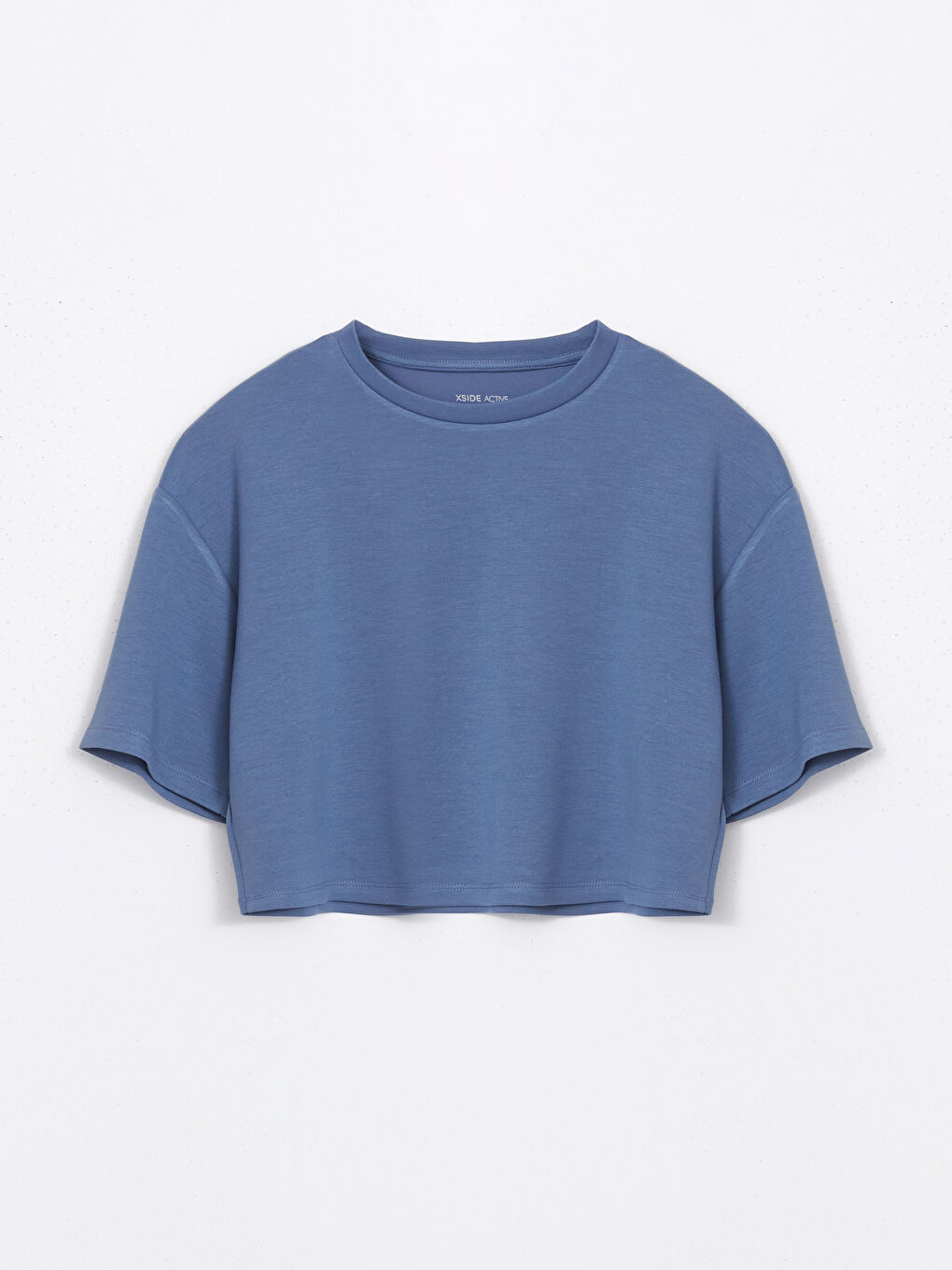 İndigo Bisiklet Yaka Crop Kadın Spor Tişört-3