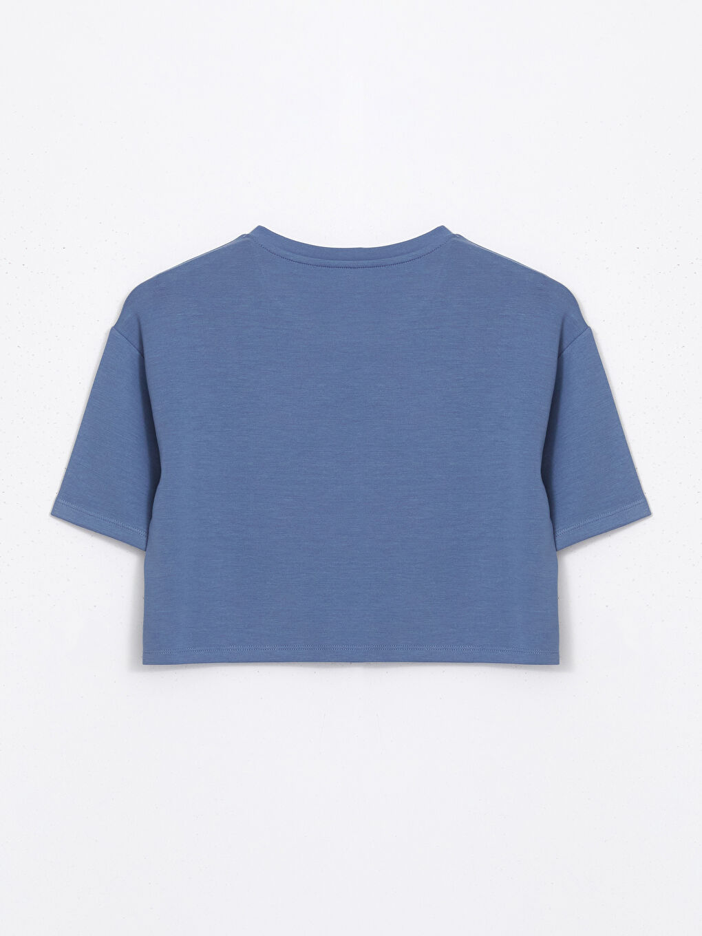 İndigo Bisiklet Yaka Crop Kadın Spor Tişört-4