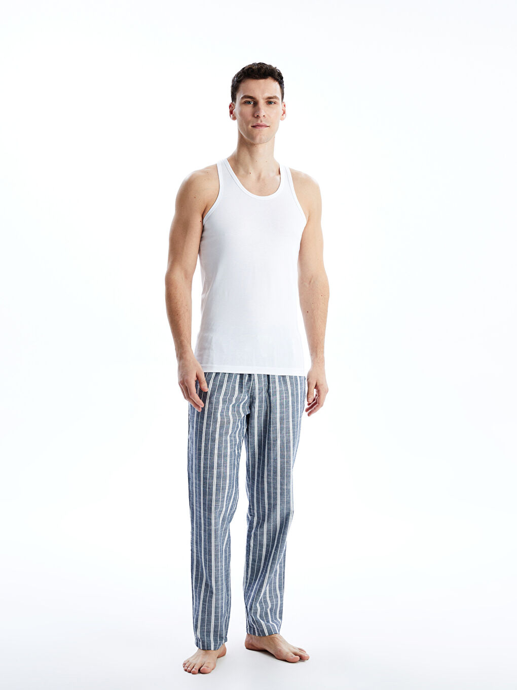 Beyaz U Yaka Penye Erkek Atlet 2'li-7