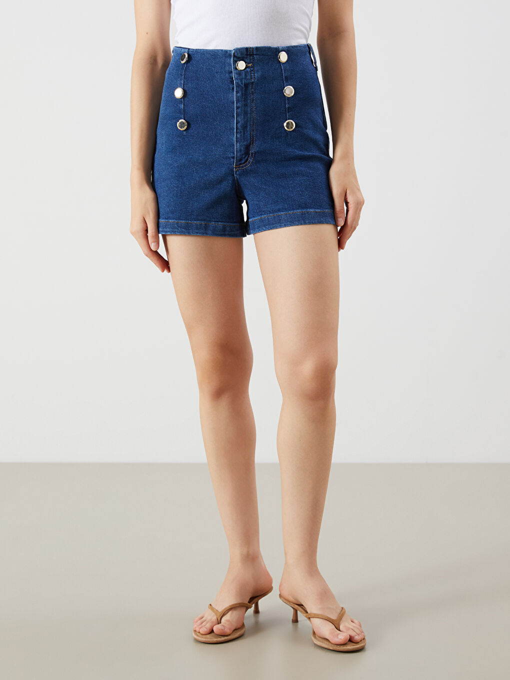 İndigo Dar Fit Kadın Jean Şort-1