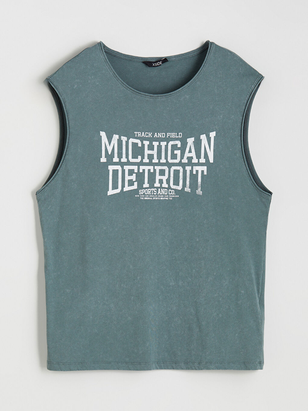 Yeşil Bisiklet Yaka Baskılı Penye Erkek Kolsuz Tişört-4