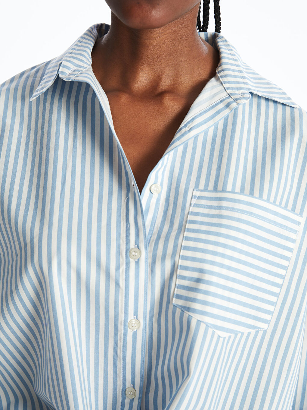 Striped Oversize Poplin Women's Shirt Tunic-2