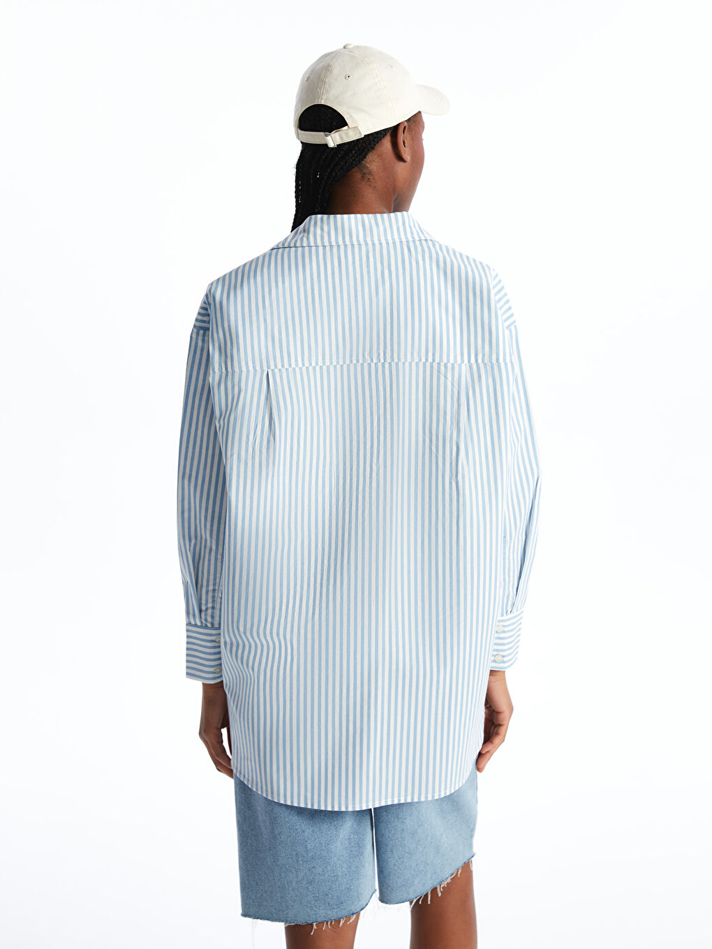 Striped Oversize Poplin Women's Shirt Tunic-3