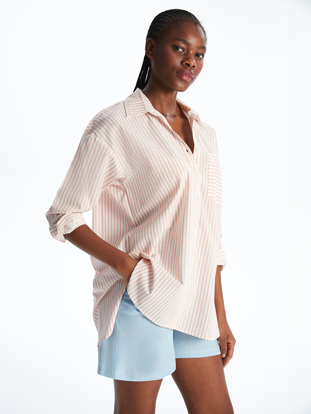 Striped Oversize Poplin Women's Shirt Tunic