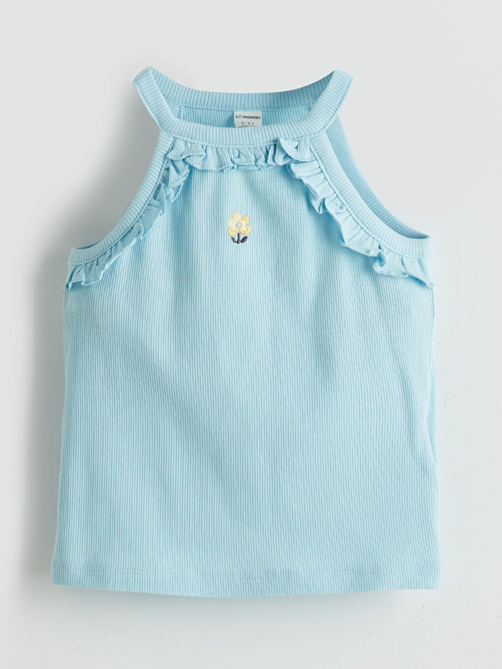 LC Waikiki Halter Neck Embroidered Frilled Girls' Tank Top -S5K291Z1-G2P