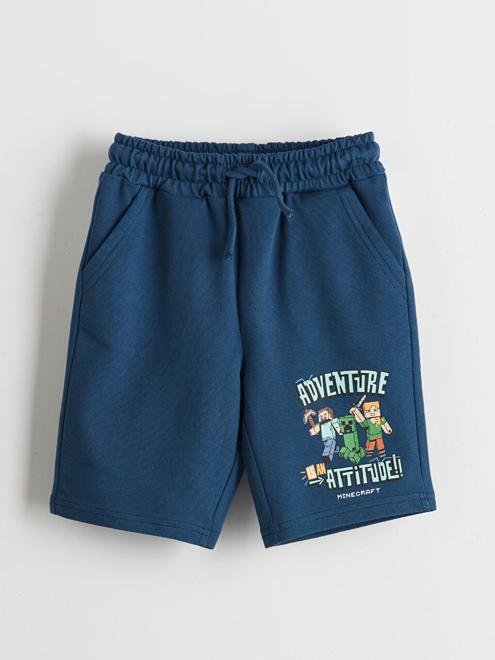 İndigo Beli Lastikli Minecraft Baskılı Erkek Çocuk Şort