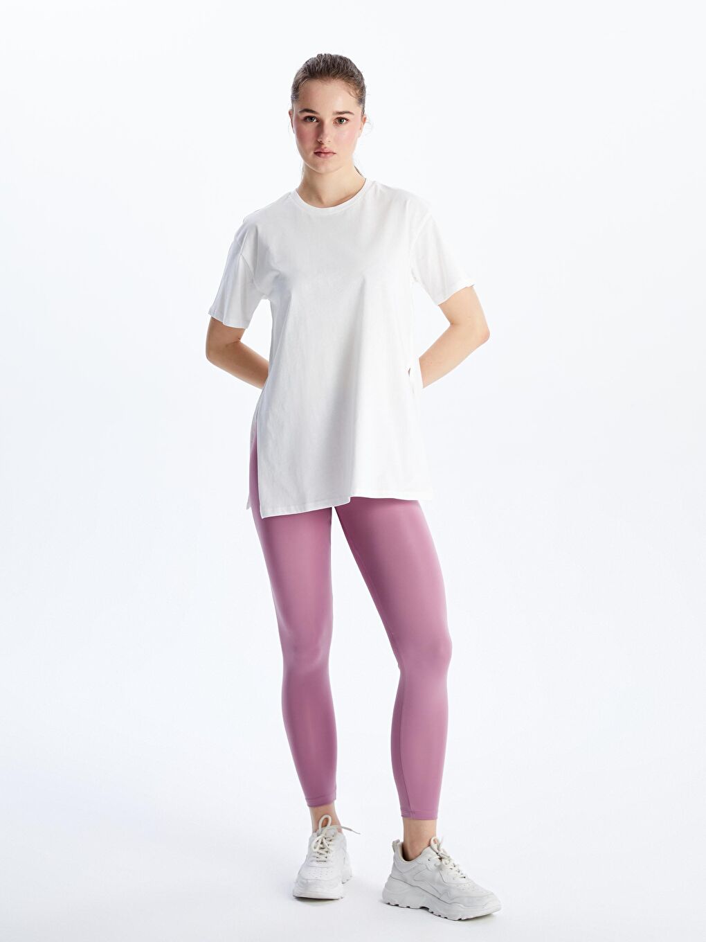 Women's Elastic Waist Sport Leggings -S5K314Z8-PMT
