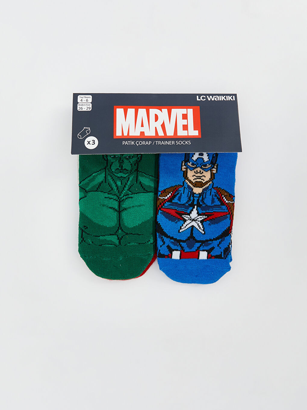 Marvel Patterned Boys' Trainer Socks 3-pack -S5K320Z4-K00
