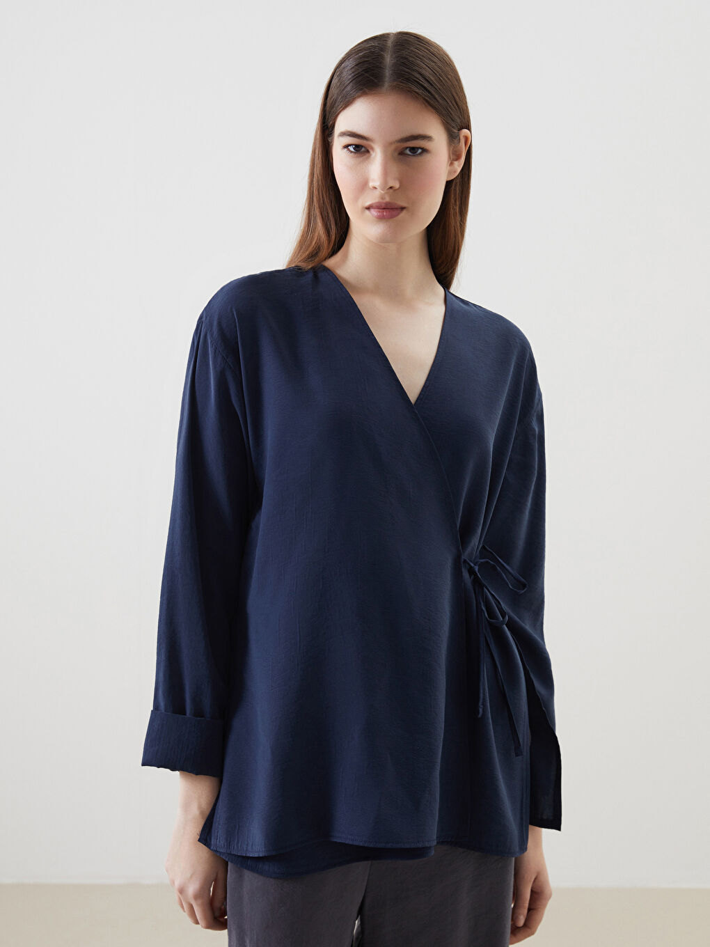 Double-Breasted Collar Women’S Modest Kimono -S5K325Z8-CRP