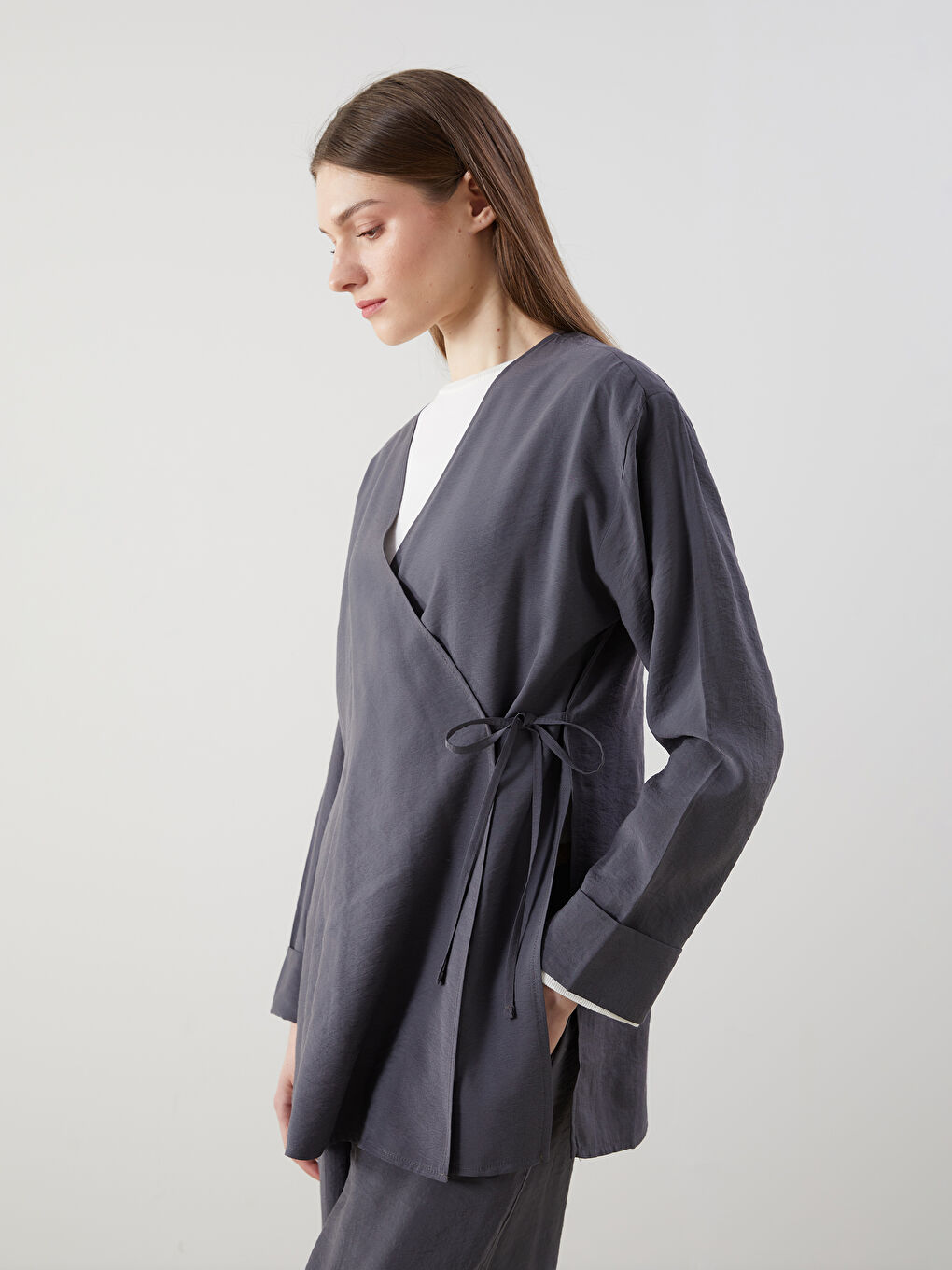 Double-Breasted Collar Women’S Modest Kimono -S5K325Z8-CTH