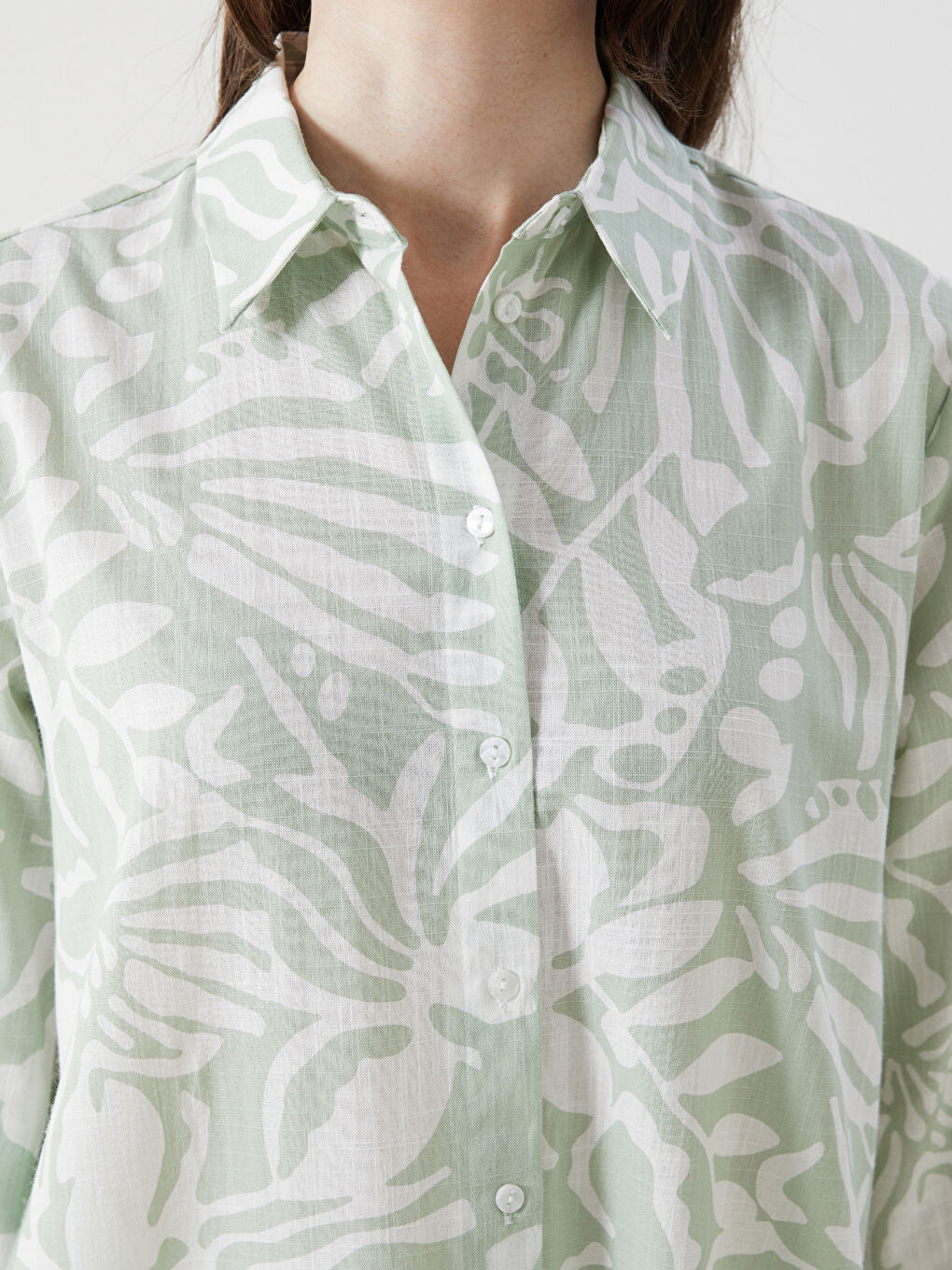 Yeşil Çiçekli Kadın Gömlek Tunik-2