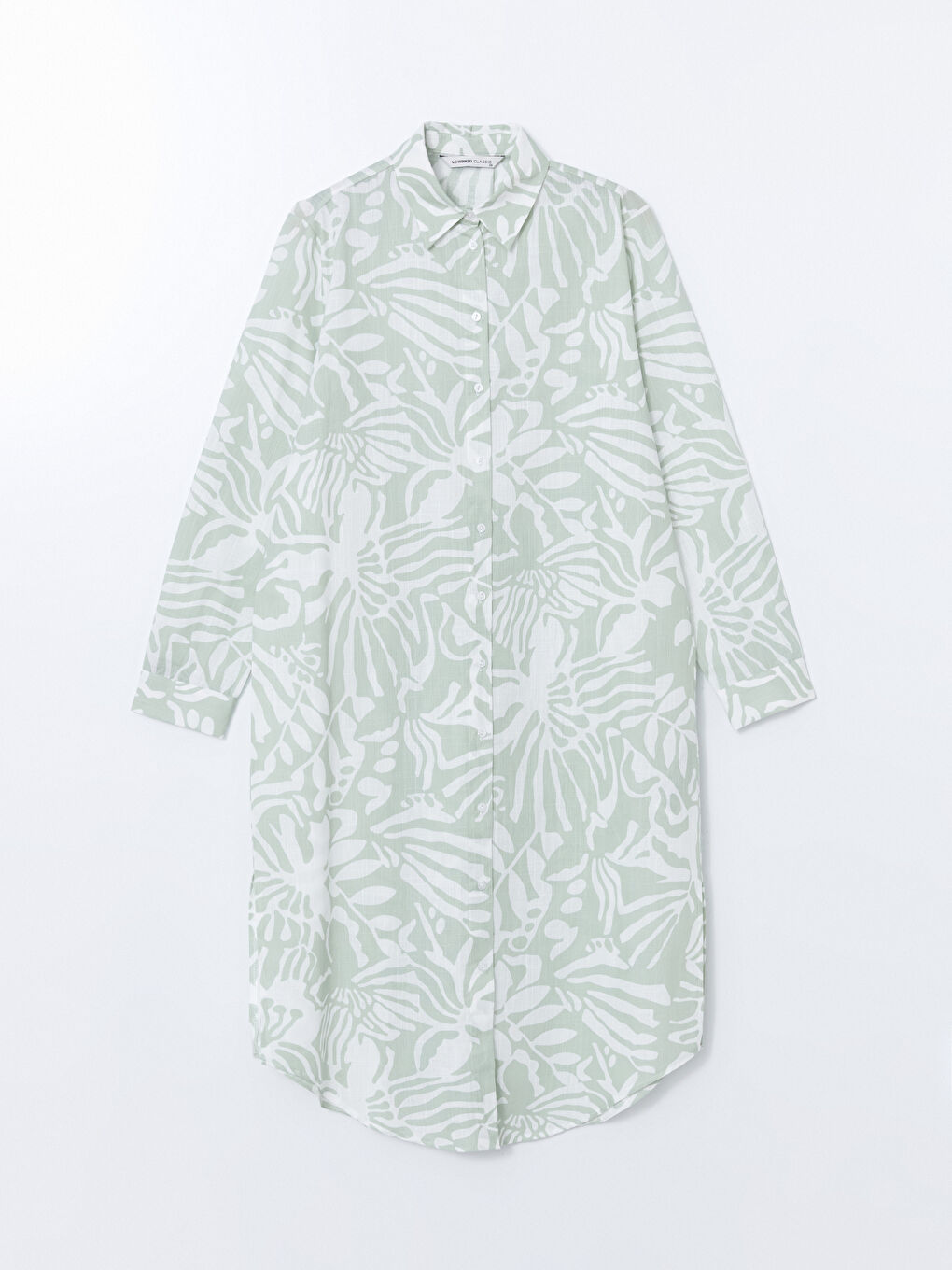 Yeşil Çiçekli Kadın Gömlek Tunik-4