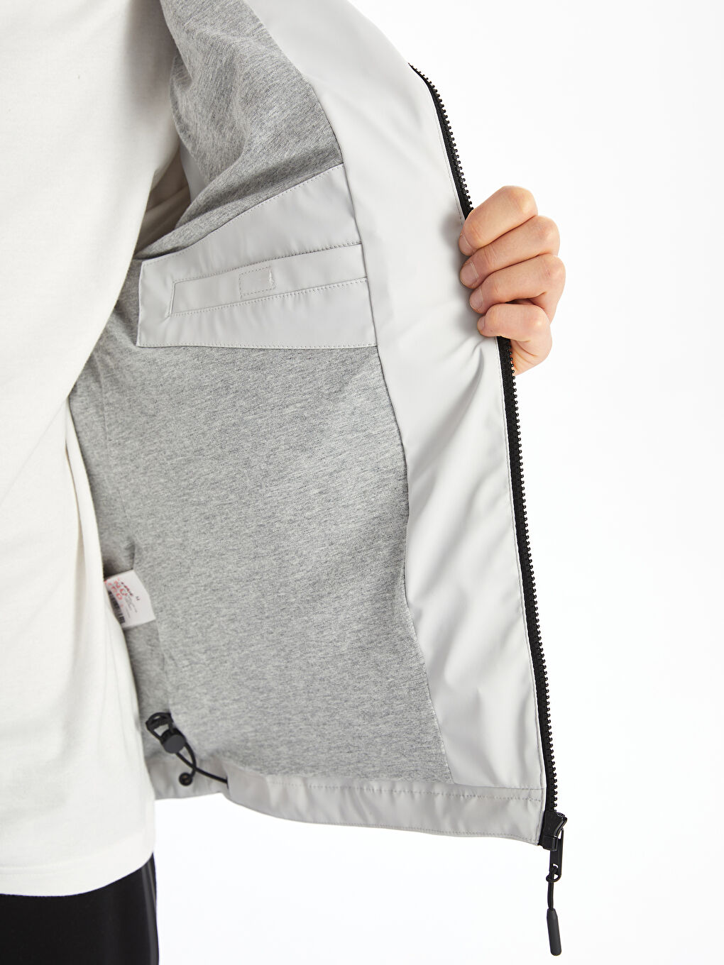 Bej Standart Kalıp Kapüşonlu Erkek İnce Mont-7