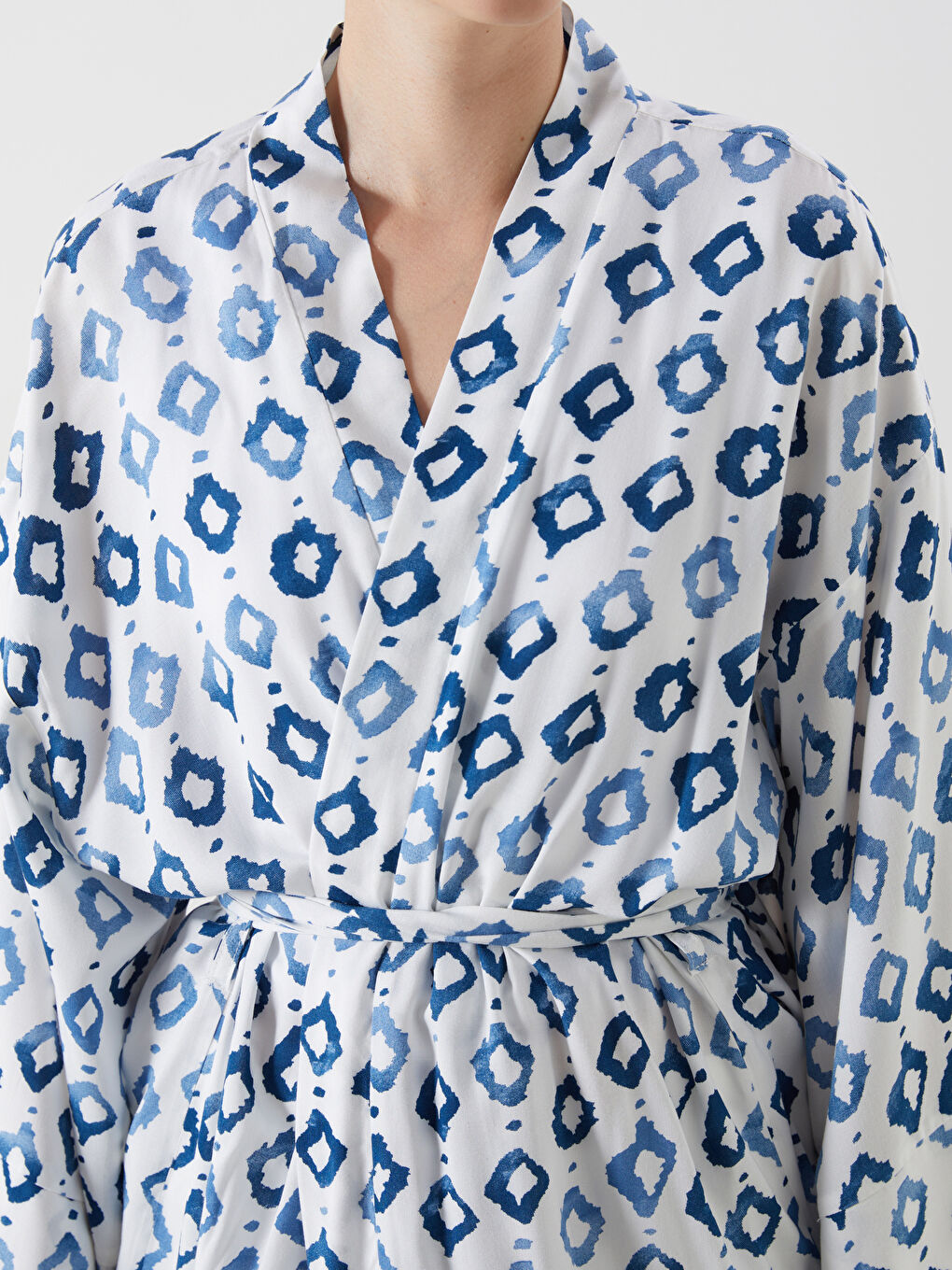 Shawl Collar Patterned Oversize Women's Kimono-2