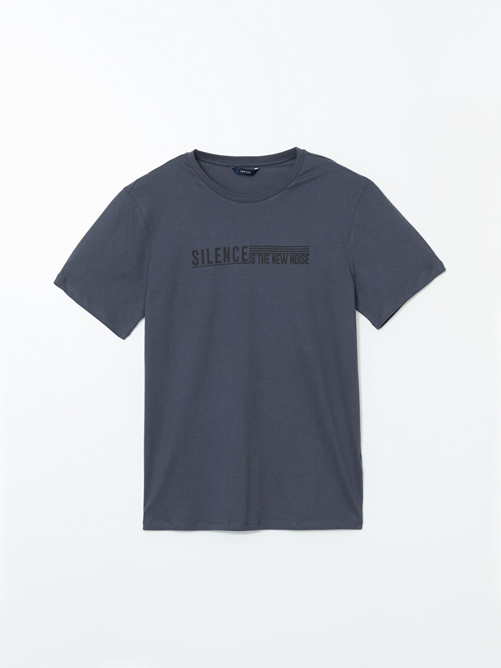 Antrasit Bisiklet Yaka Kısa Kollu Baskılı Penye Erkek Tişört-4