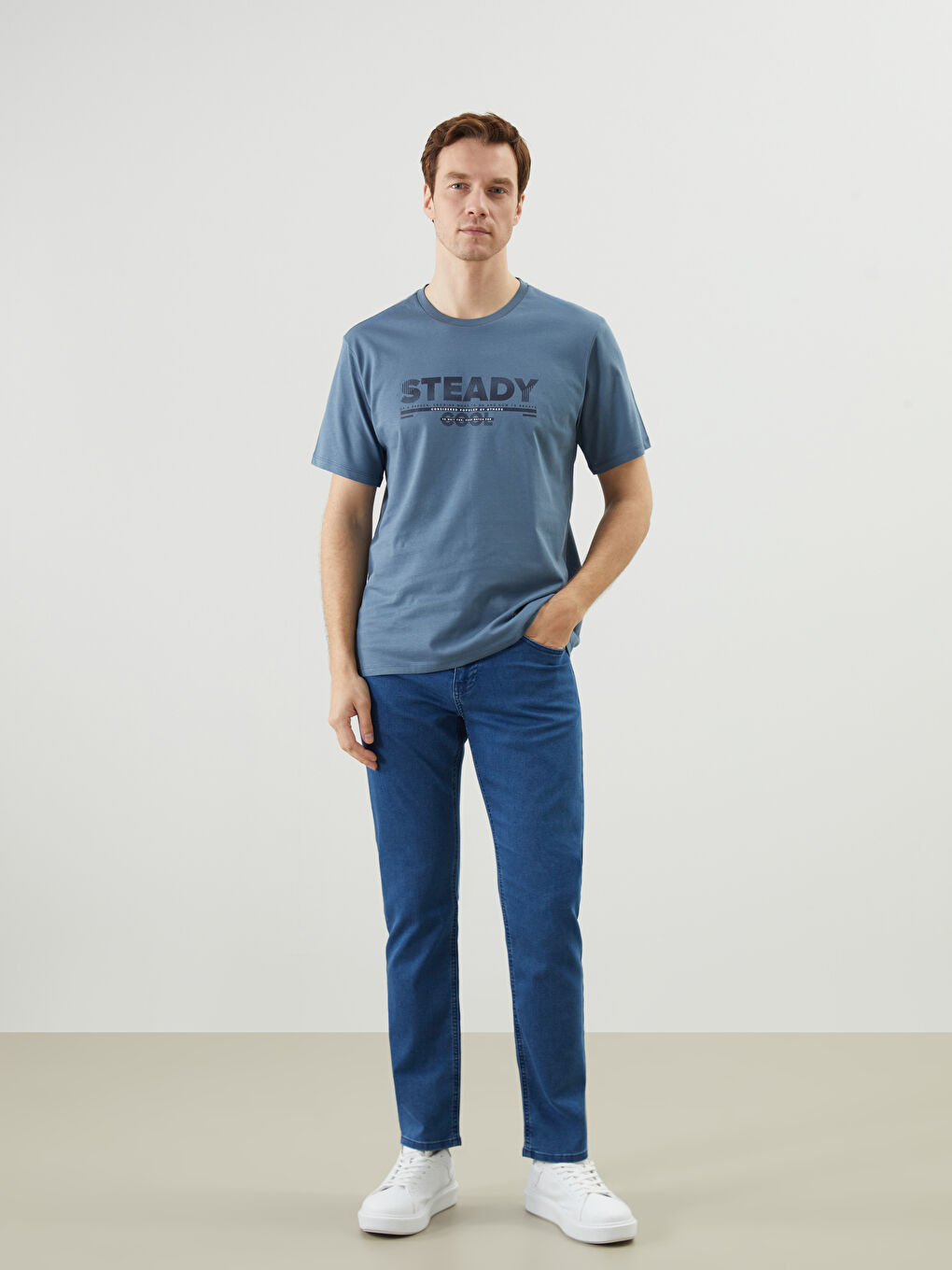 Crew Neck Printed Combed Cotton Men's T-Shirt -S5K358Z8-GTR