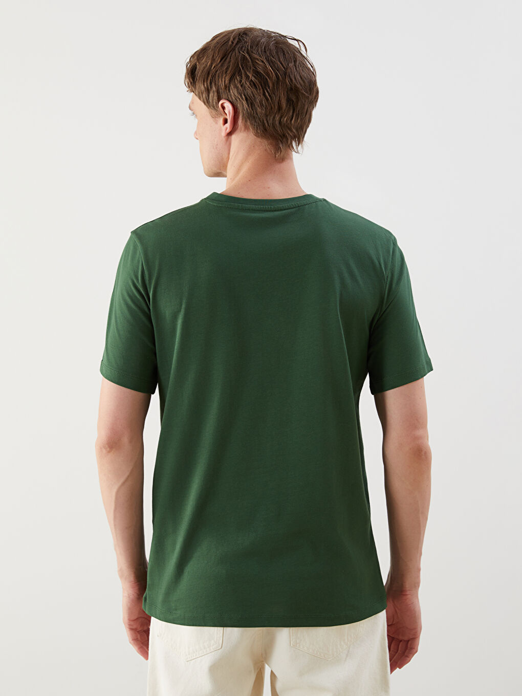 Yeşil Bisiklet Yaka Baskılı Erkek Tişört-3