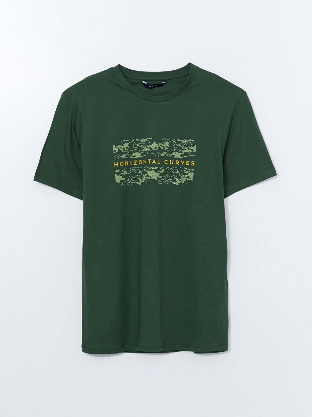 Yeşil Bisiklet Yaka Baskılı Erkek Tişört-4