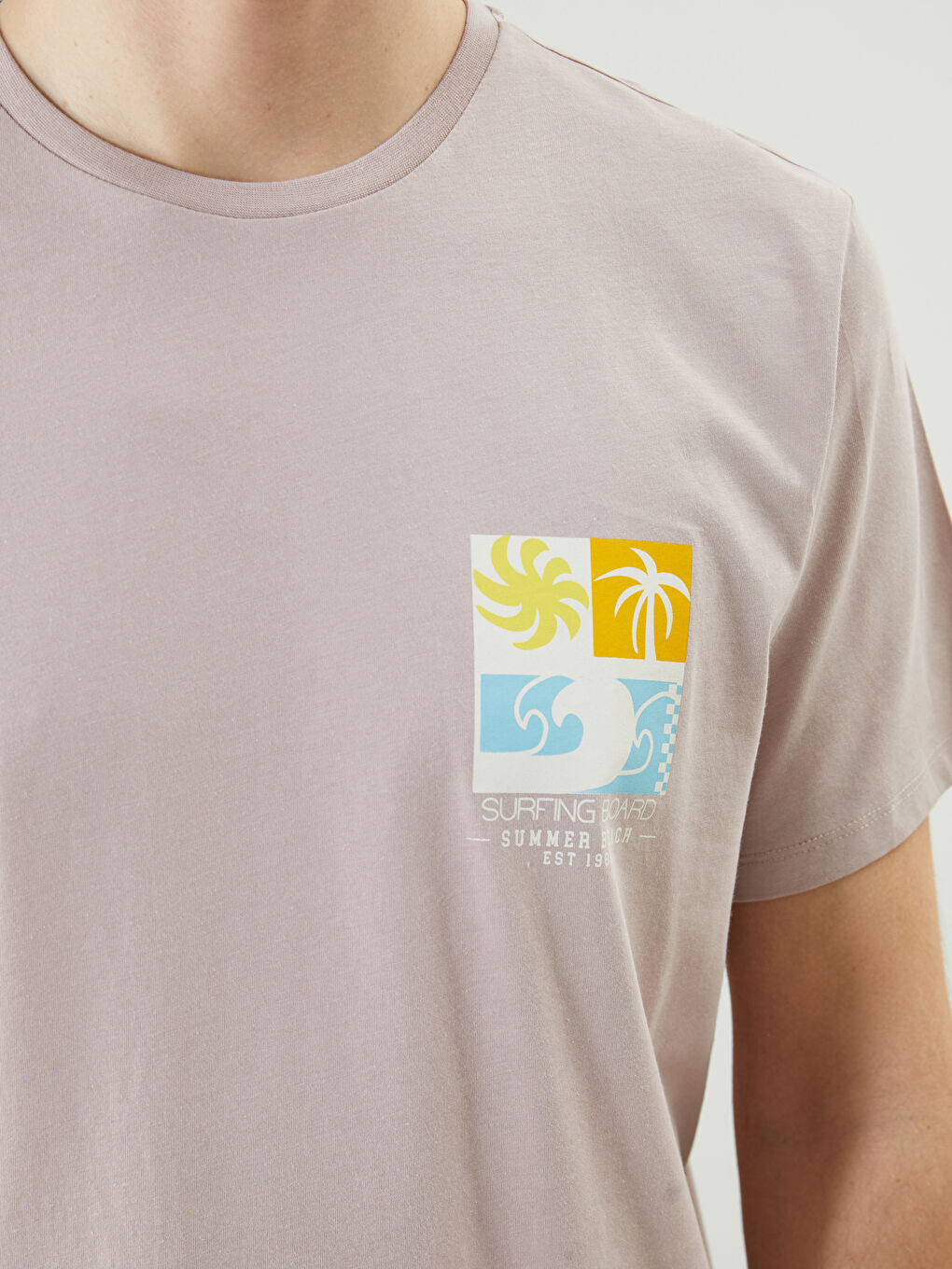 Crew Neck Short Sleeve Printed Combed Cotton Men's T-shirt -S5K389Z8-GFR