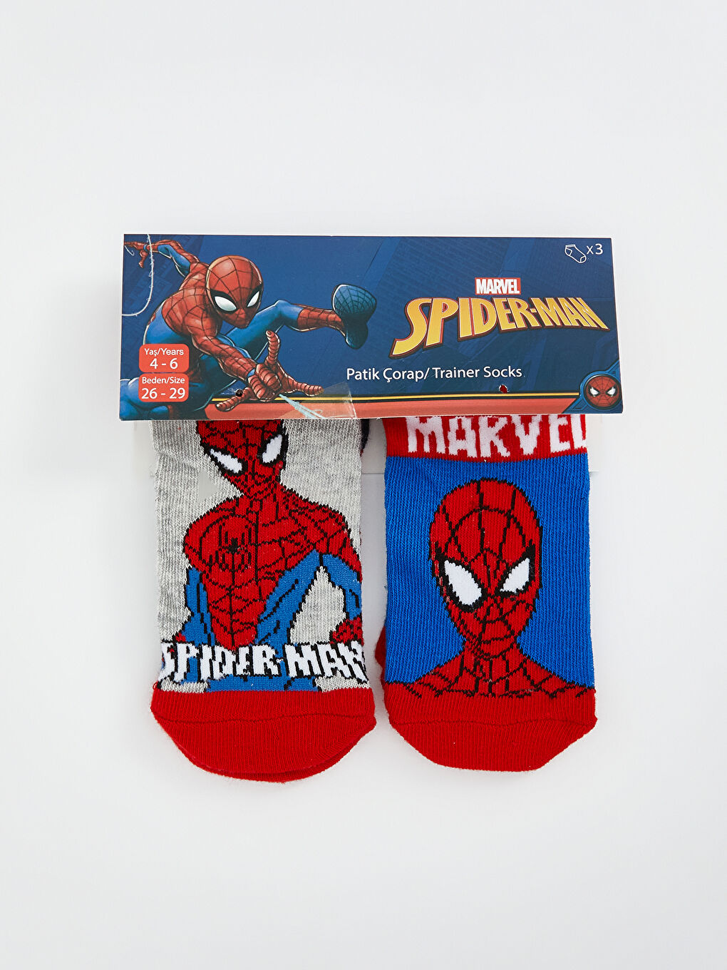 Spider-Man Patterned Boys' Trainer Socks 3-pack -S5K392Z4-K00