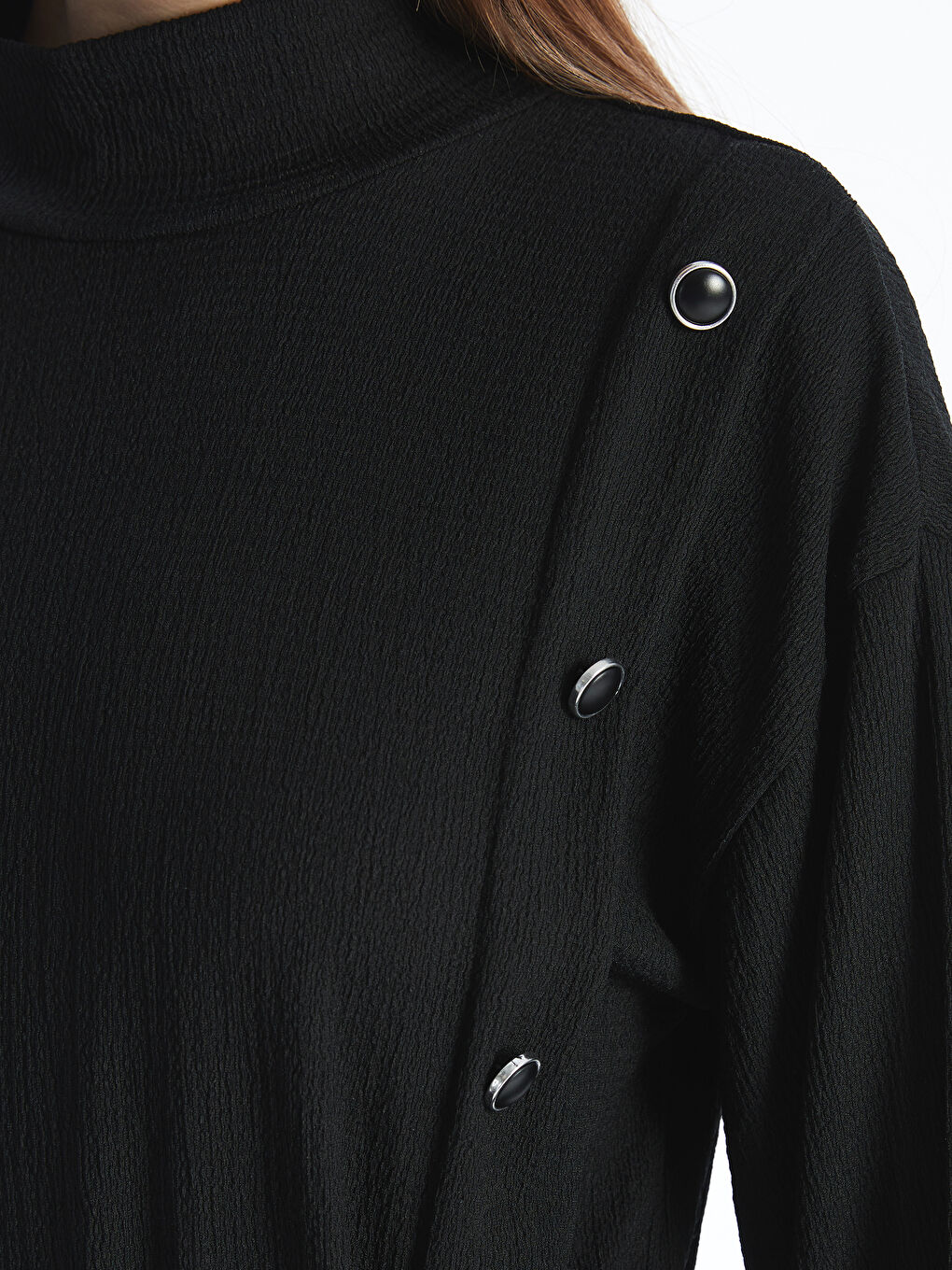 Funnel Neck Textured Dress-2