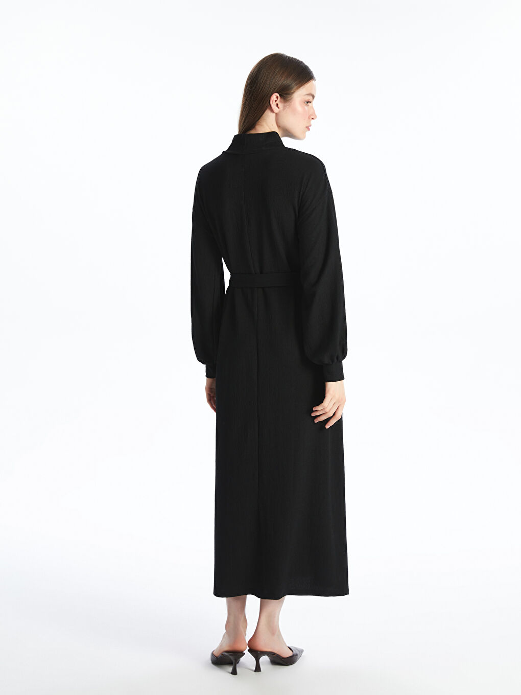 Funnel Neck Textured Dress-3