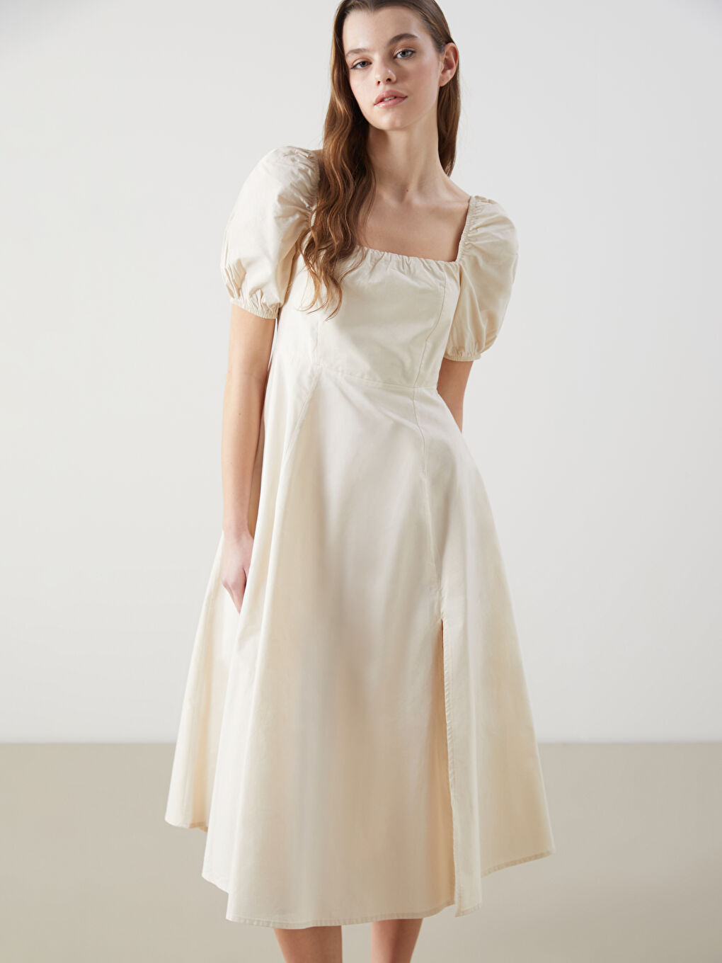Square Neck Poplin Women'S Dress -S5K432Z8-FZJ