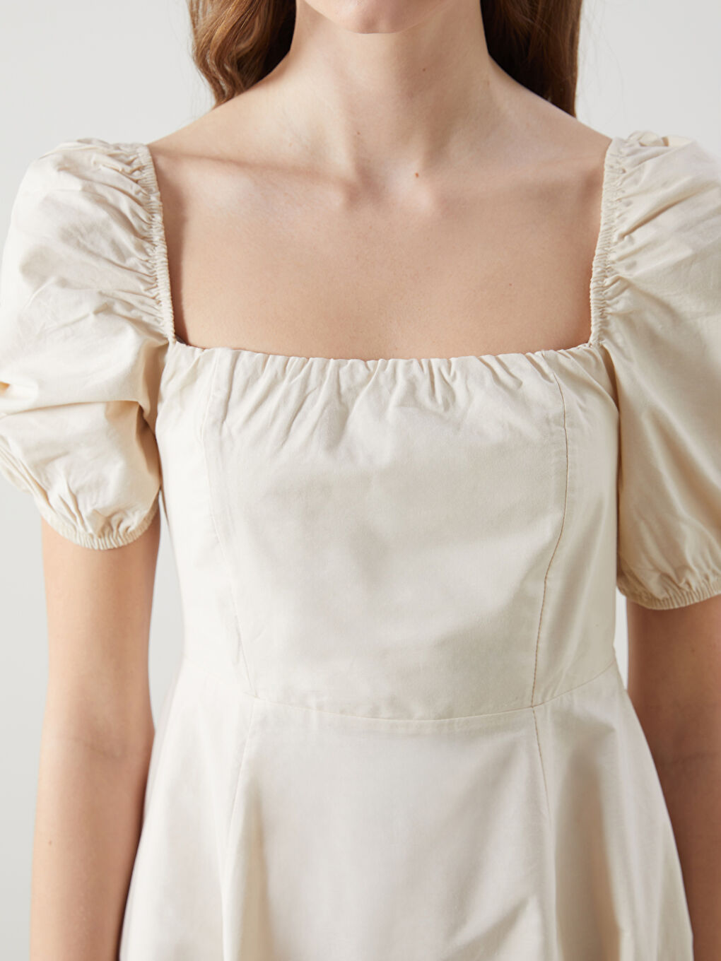 Square Neck Poplin Women'S Dress -S5K432Z8-FZJ