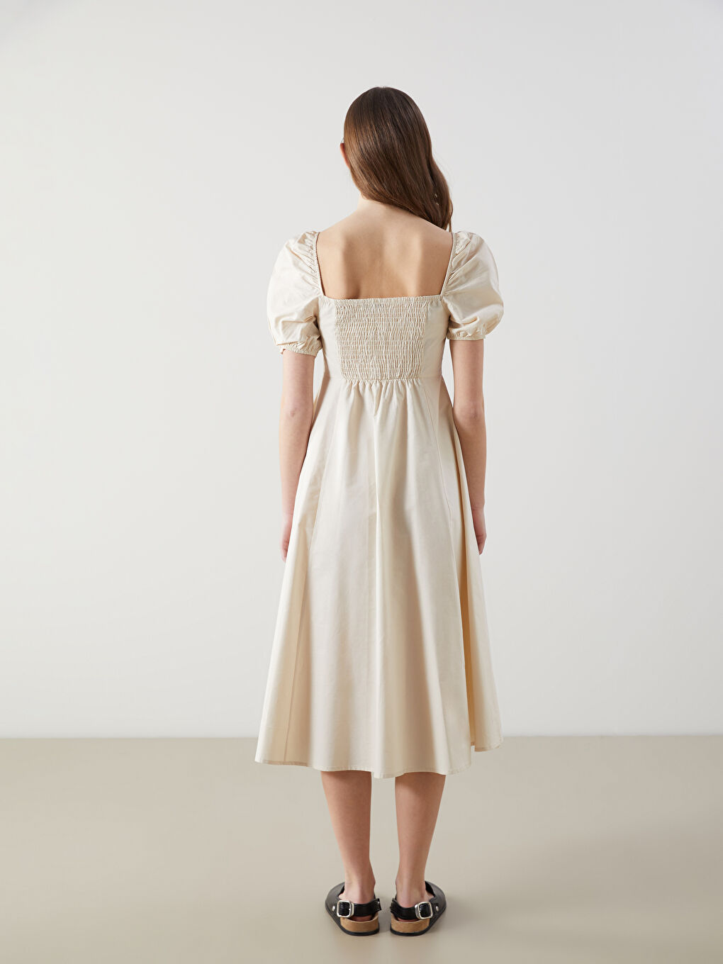 Square Neck Poplin Women'S Dress -S5K432Z8-FZJ