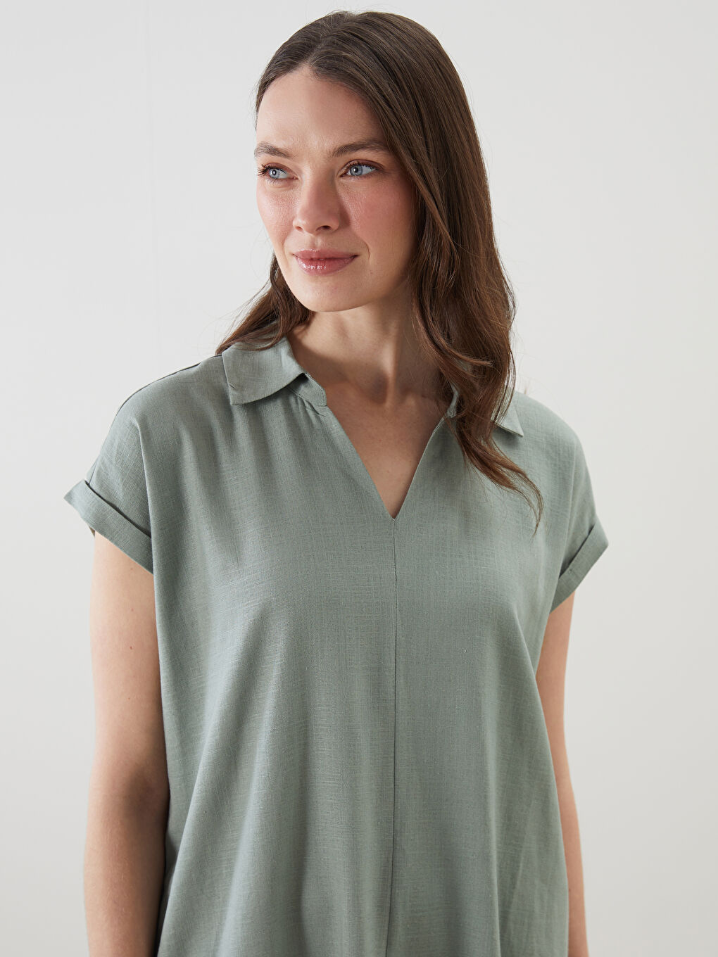 LCW Grace Collared Linen Blend Dress -S5K454Z8-J1R