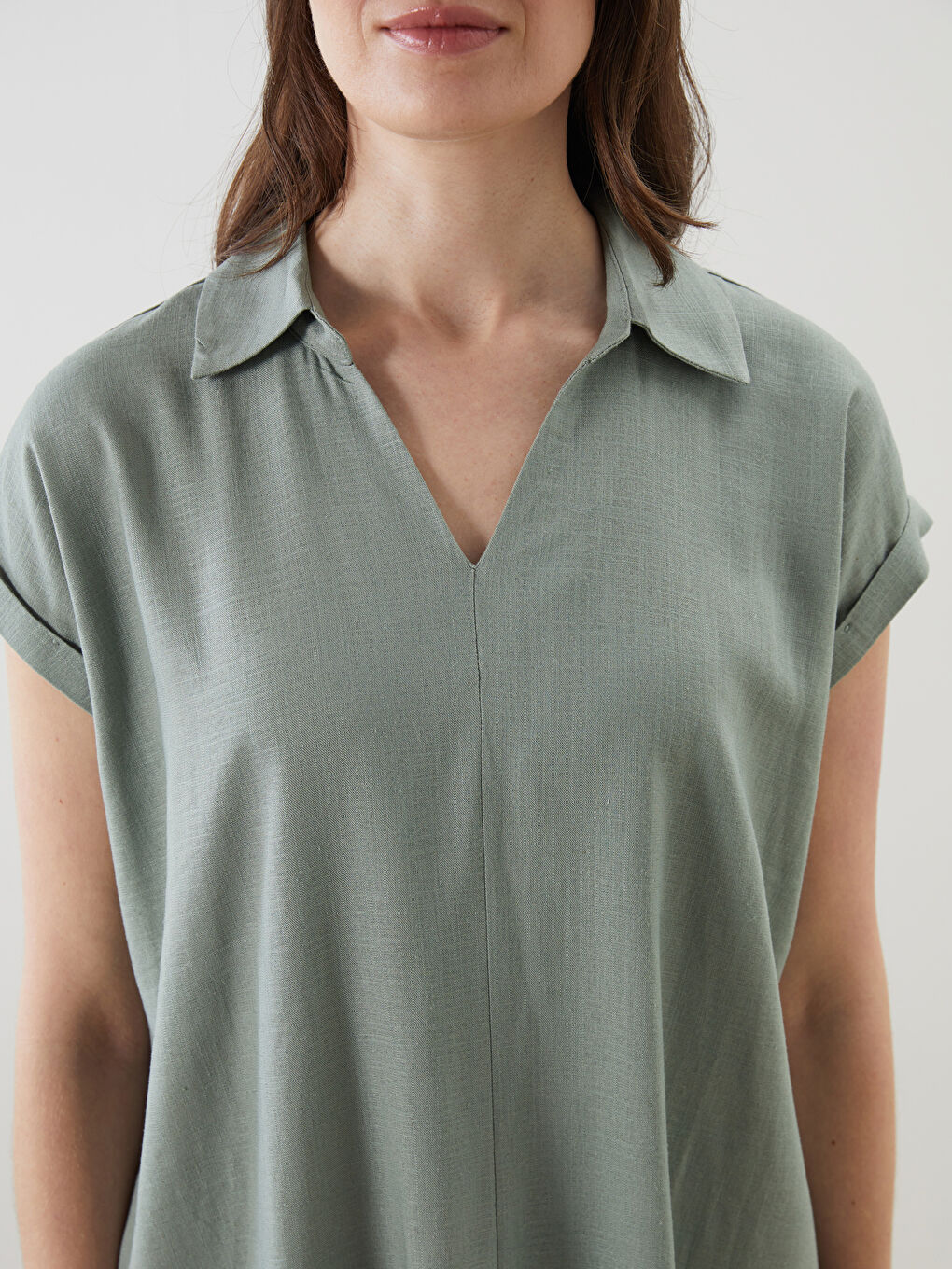 LCW Grace Collared Linen Blend Dress -S5K454Z8-J1R