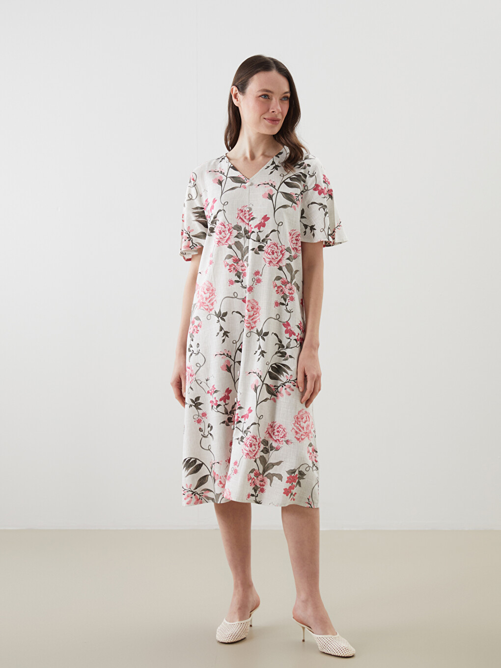 Rochie cu Decolteu în V, Aspect de In, pentru Femei