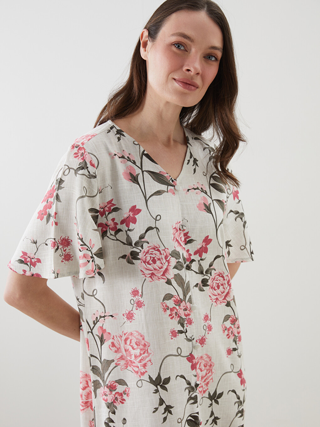Rochie cu Decolteu în V, Aspect de In, pentru Femei-1