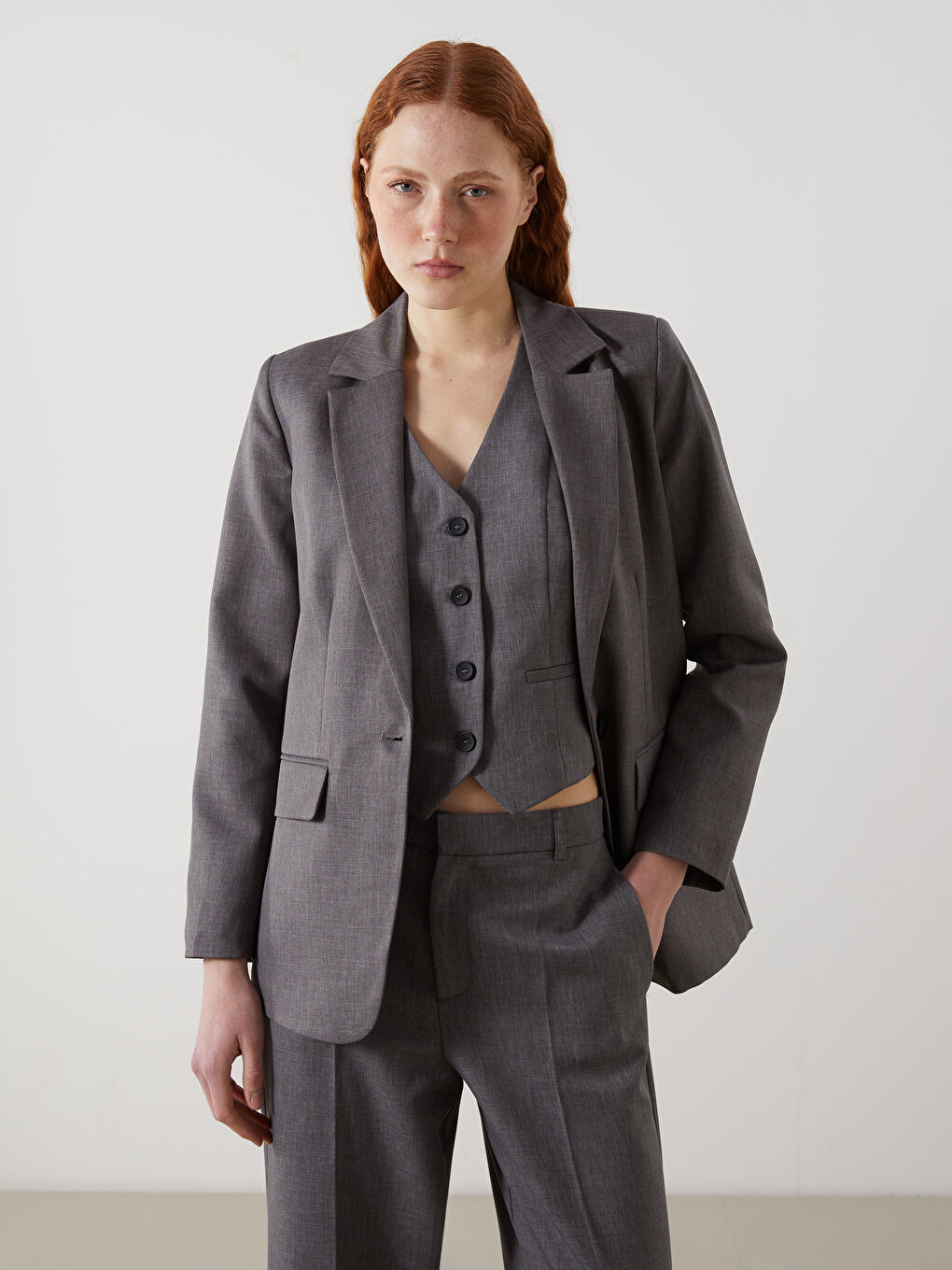 LCW Vision Gri Kadın Blazer Ceket