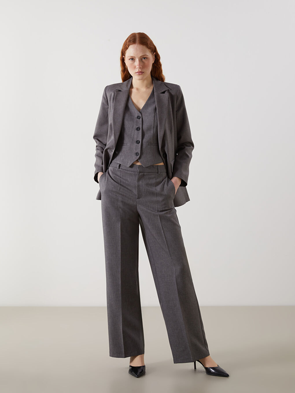 LCW Vision Gri Kadın Blazer Ceket - 1