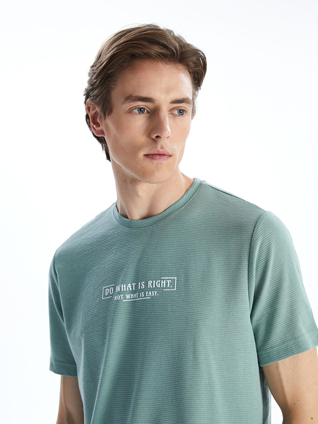 Crew Neck Short Sleeve Printed Combed Cotton Men's T-shirt -S5K490Z8-YHB