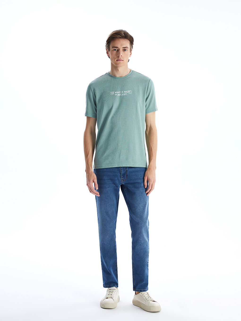 Crew Neck Short Sleeve Printed Combed Cotton Men's T-shirt -S5K490Z8-YHB