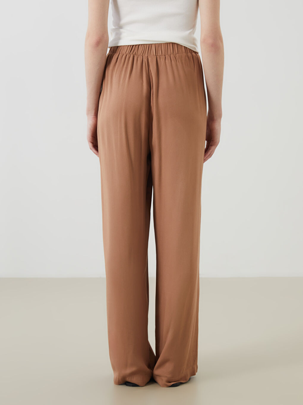 Elastic Waist Wide Leg Women's Trousers-4