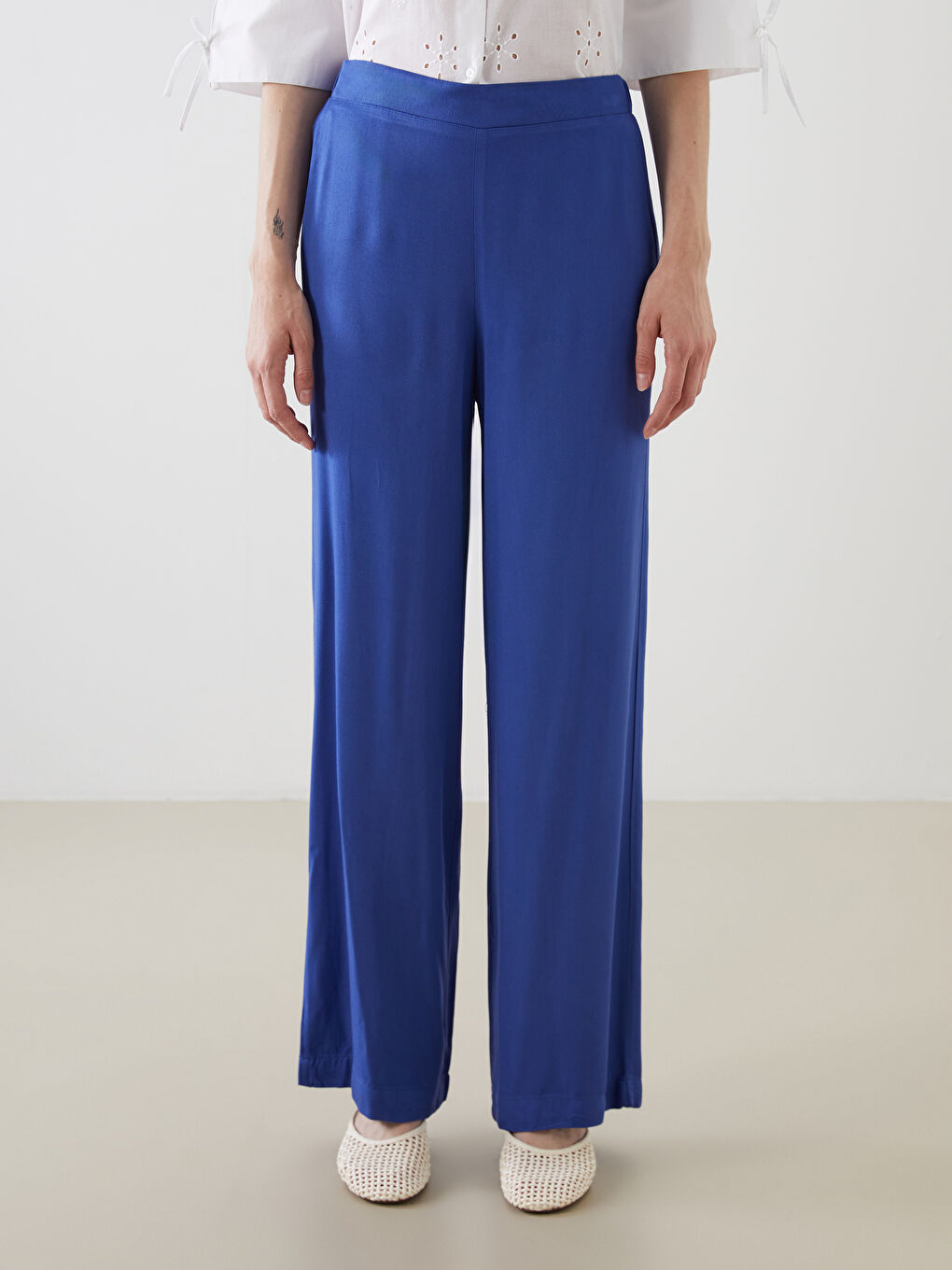 Elastic Waist Wide Leg Women's Trousers-1