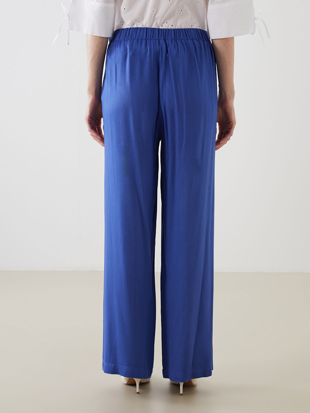 Elastic Waist Wide Leg Women's Trousers-3