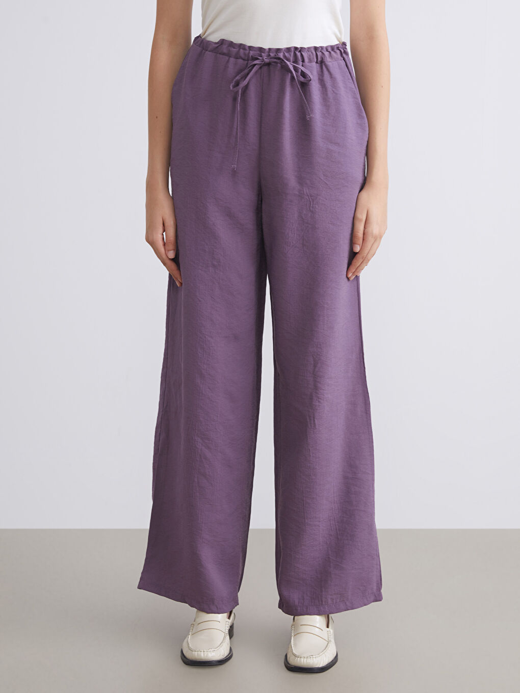 کەمەر لاستیک پانتۆڵی فراوانی ژنان-1