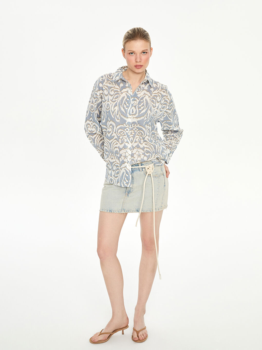 LCW Vision Patterned Oversize Women's Shirt -S5K527Z8-LQB