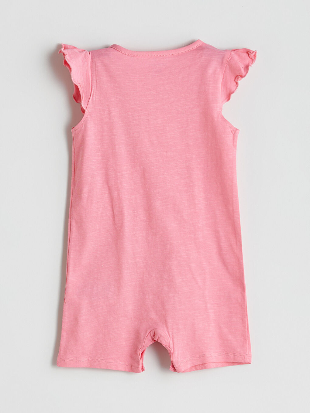 Pembe Bisiklet Yaka Kız Bebek Penye Tulum-2