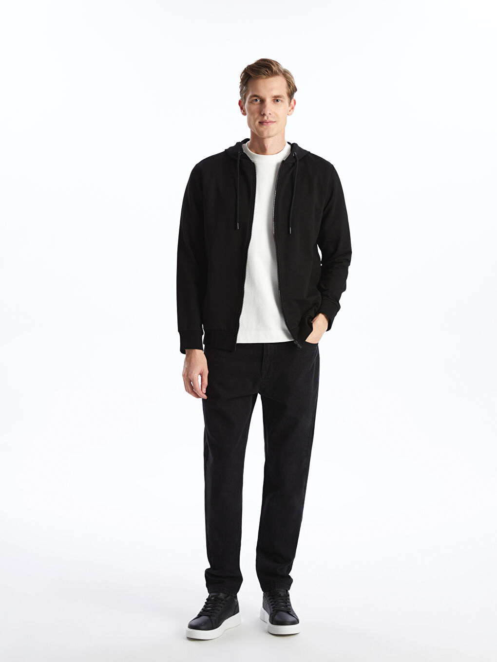 LCWAIKIKI Basic Hooded Long Sleeve Men's Zip-Up Sweatshirt -W52054Z8-CVL