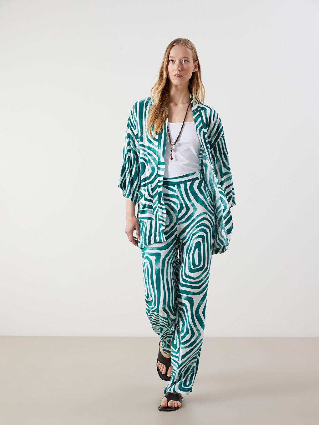 Elasticated Waist Patterned Women's Trousers