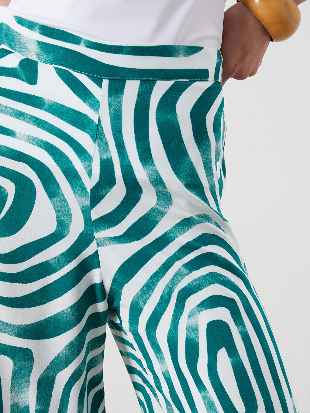 Elasticated Waist Patterned Women's Trousers-2